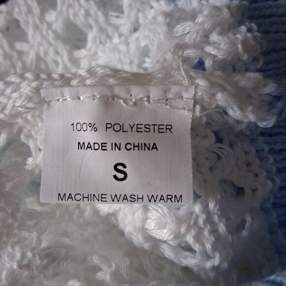 Crochet Top with Sky Blue Trim & Yellow Flower Design NEW - Picture 9 of 9